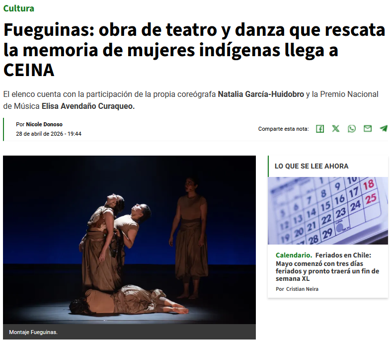 FUEGUINAS: obra de teatro y danza que rescata la memoria de mujeres indígenas llega a CEINA.